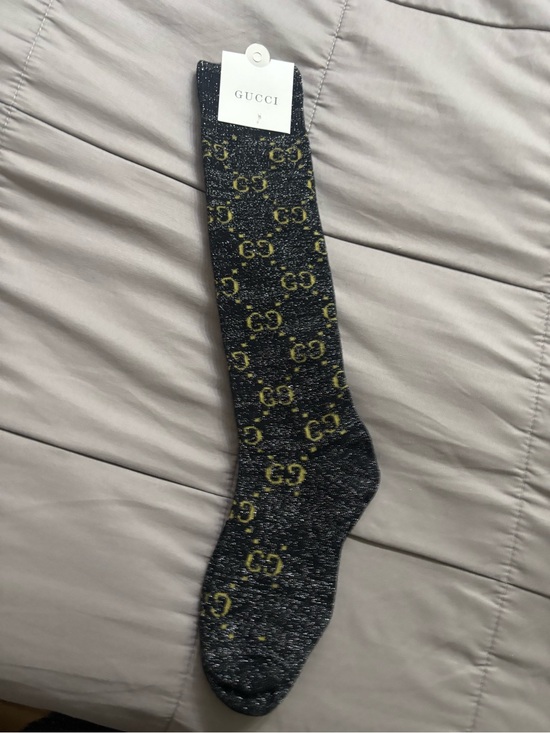 Gucci Other - Gucci Black Knee-High Socks with Gold GG Monogram